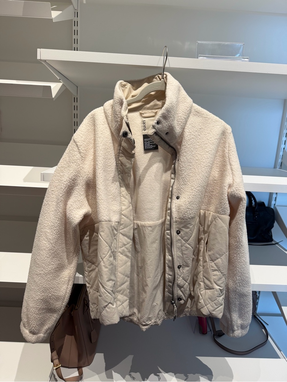 Vuori Cream Sherpa Quilted Hybrid Jacket